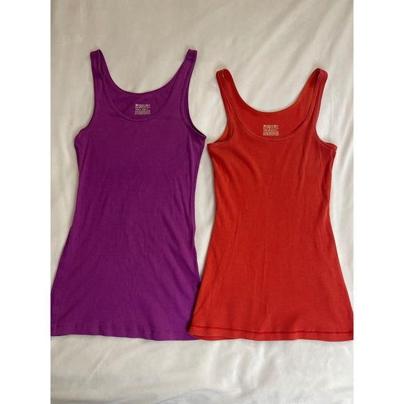 Mossimo Supply Co. Tops - Mossimo Supply Co Long & Lean Ribbed Tank Tops 2 Pack Purple Orange Red Large